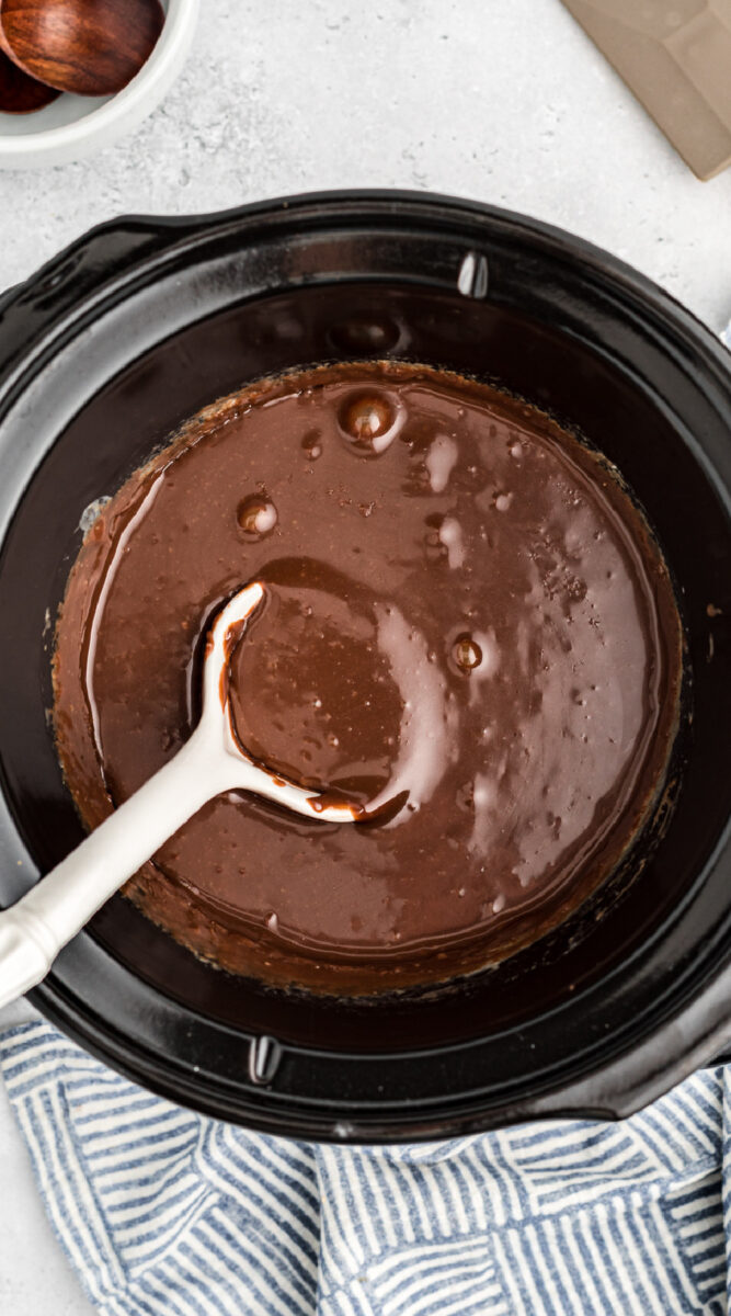 Long image of hot fudge.