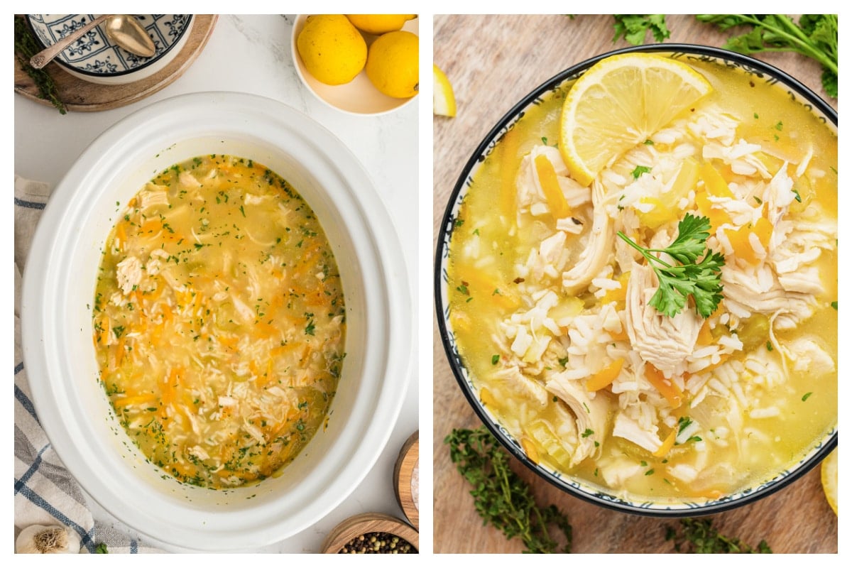 Slow Cooker Lemon Chicken and Rice Soup - The Magical Slow Cooker