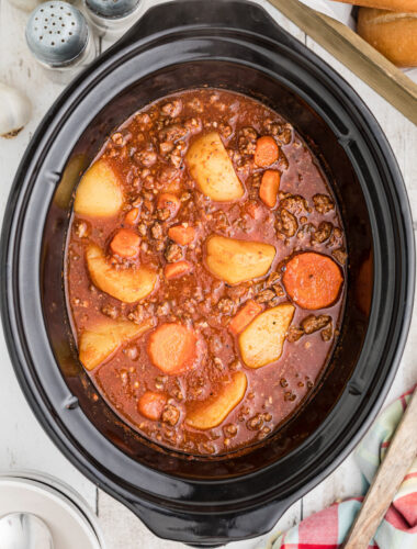 cooked poor man's stew in a crockpot.