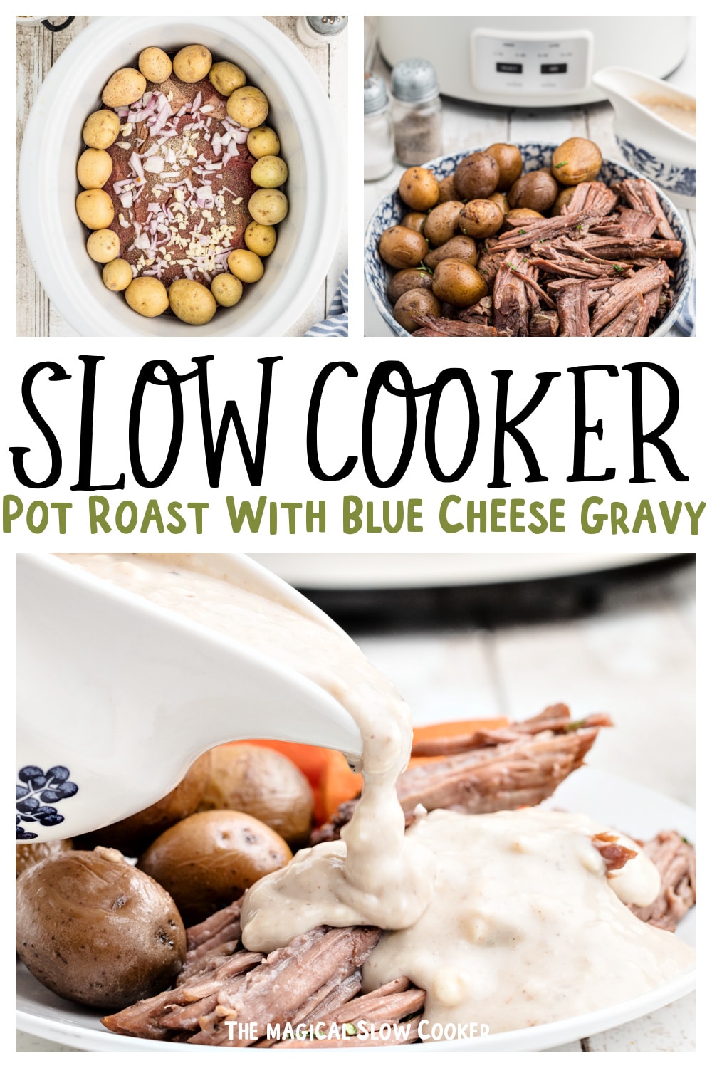 collage of pot roast images with text overlay for pinterest.