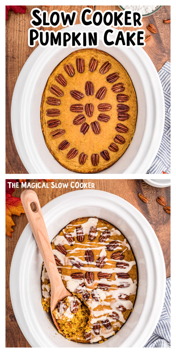 2 images of pumpkin cake.