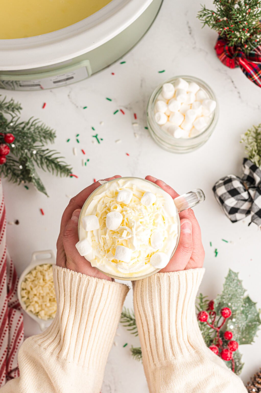 Slow Cooker White Christmas Hot Chocolate - The Magical Slow Cooker