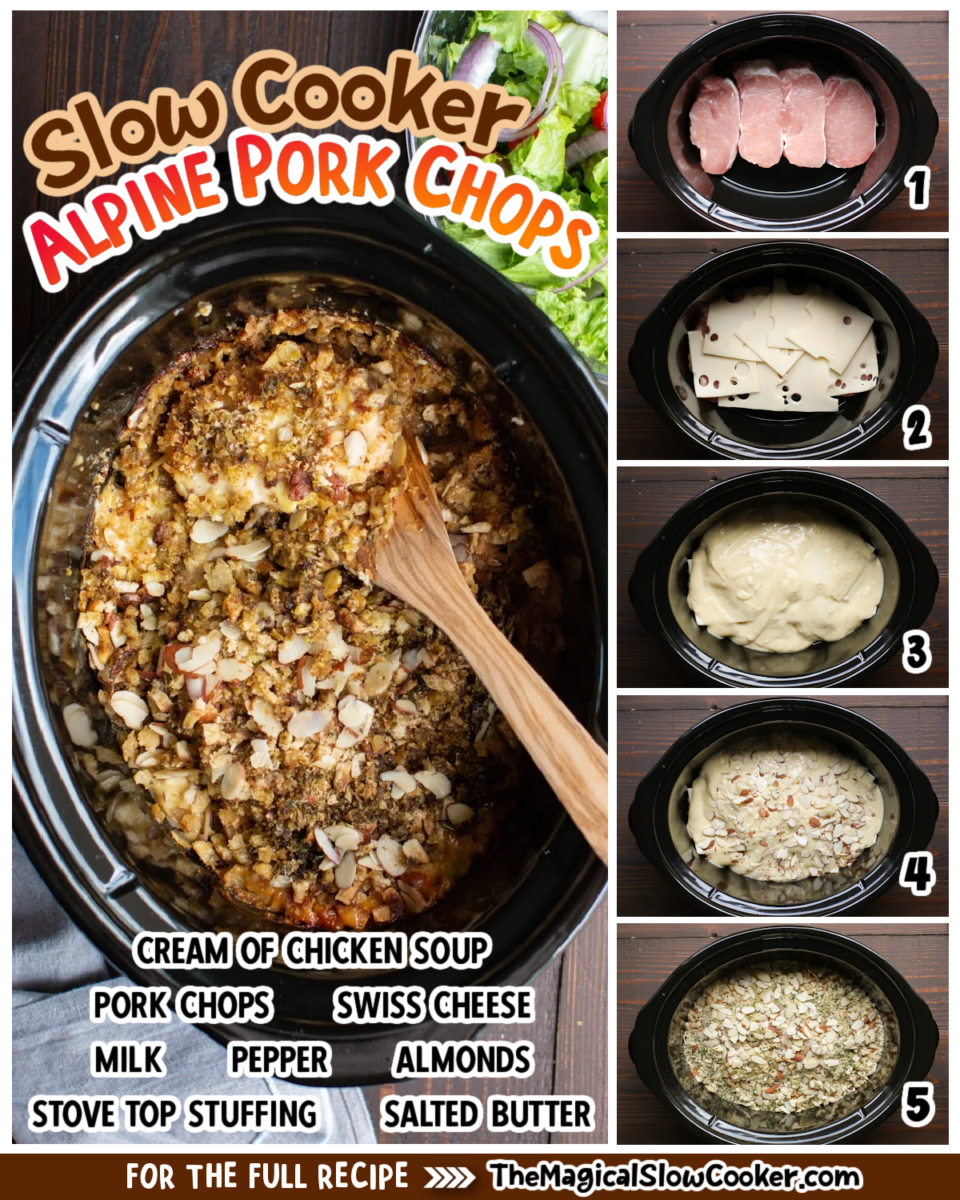 Alpine pork chops images with text of what the ingredients are.