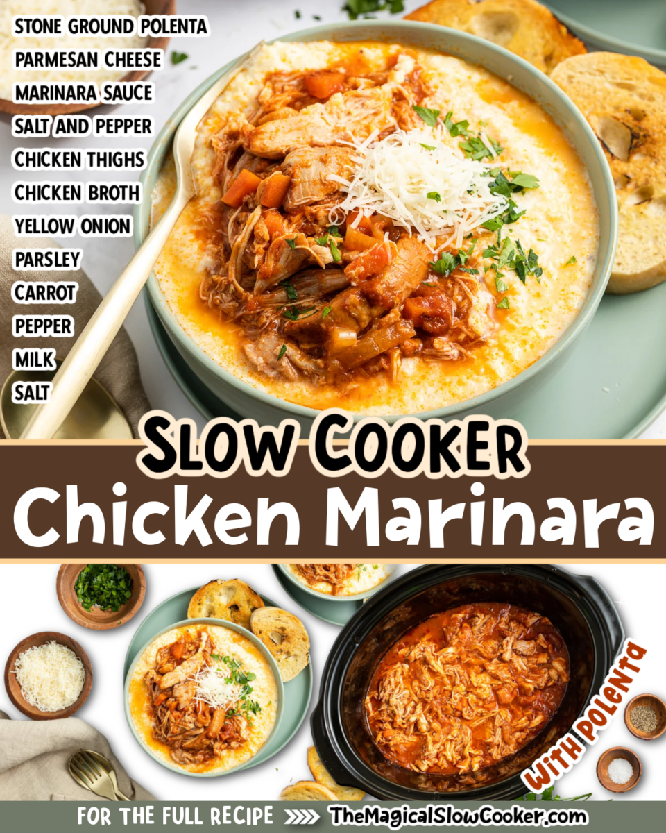 Chicken marinara images with text of what the ingredients are.