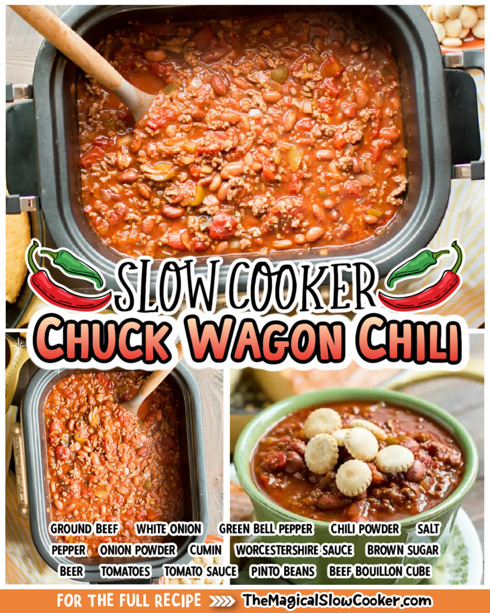 Chuck wagon chili images with text of what the ingredients are.