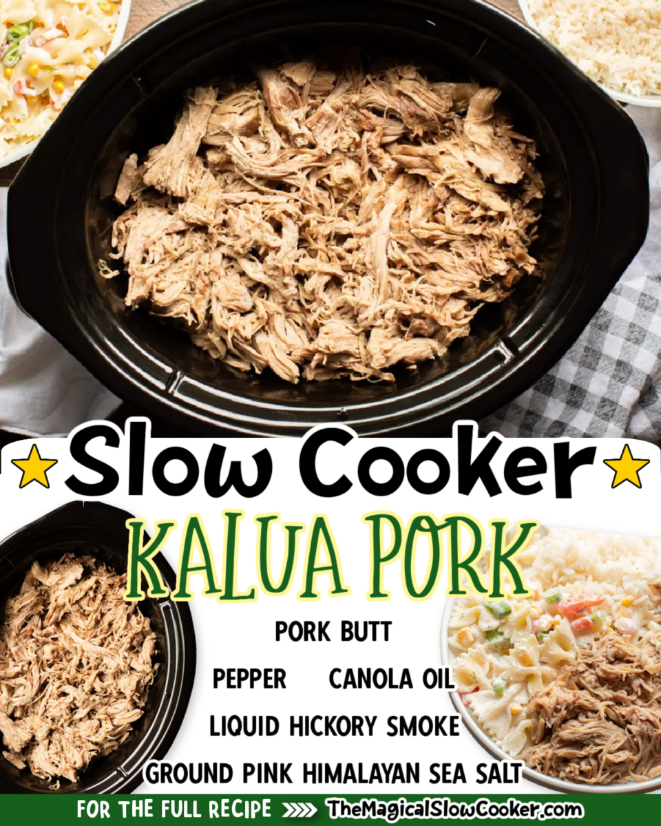 Kalua pork images with text of what the ingredients are.