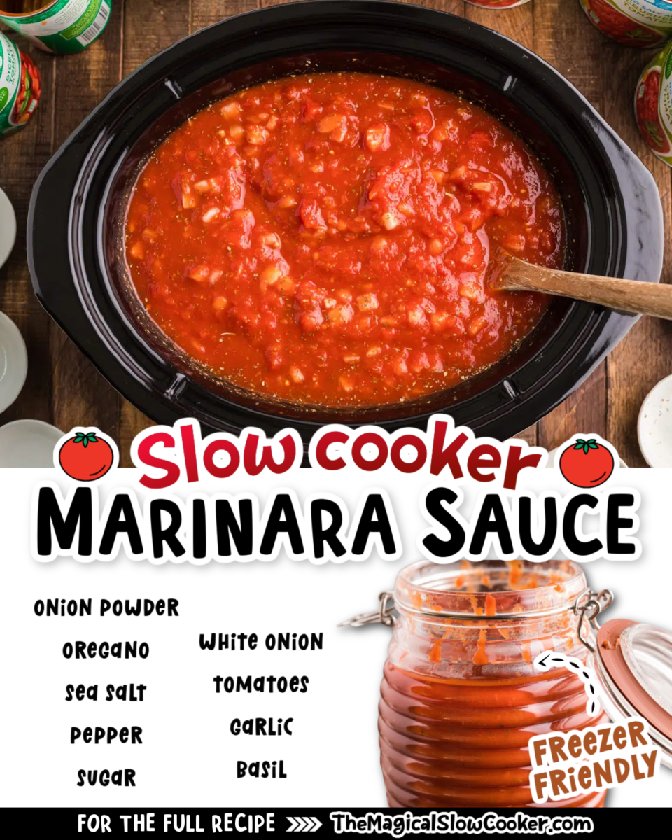 Marinara sauce images with text of what the ingredients are.