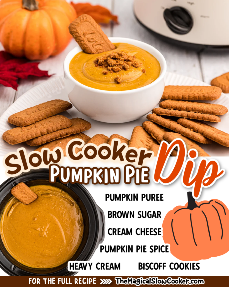 Pumpkin Dip images with text of what the ingredients are.
