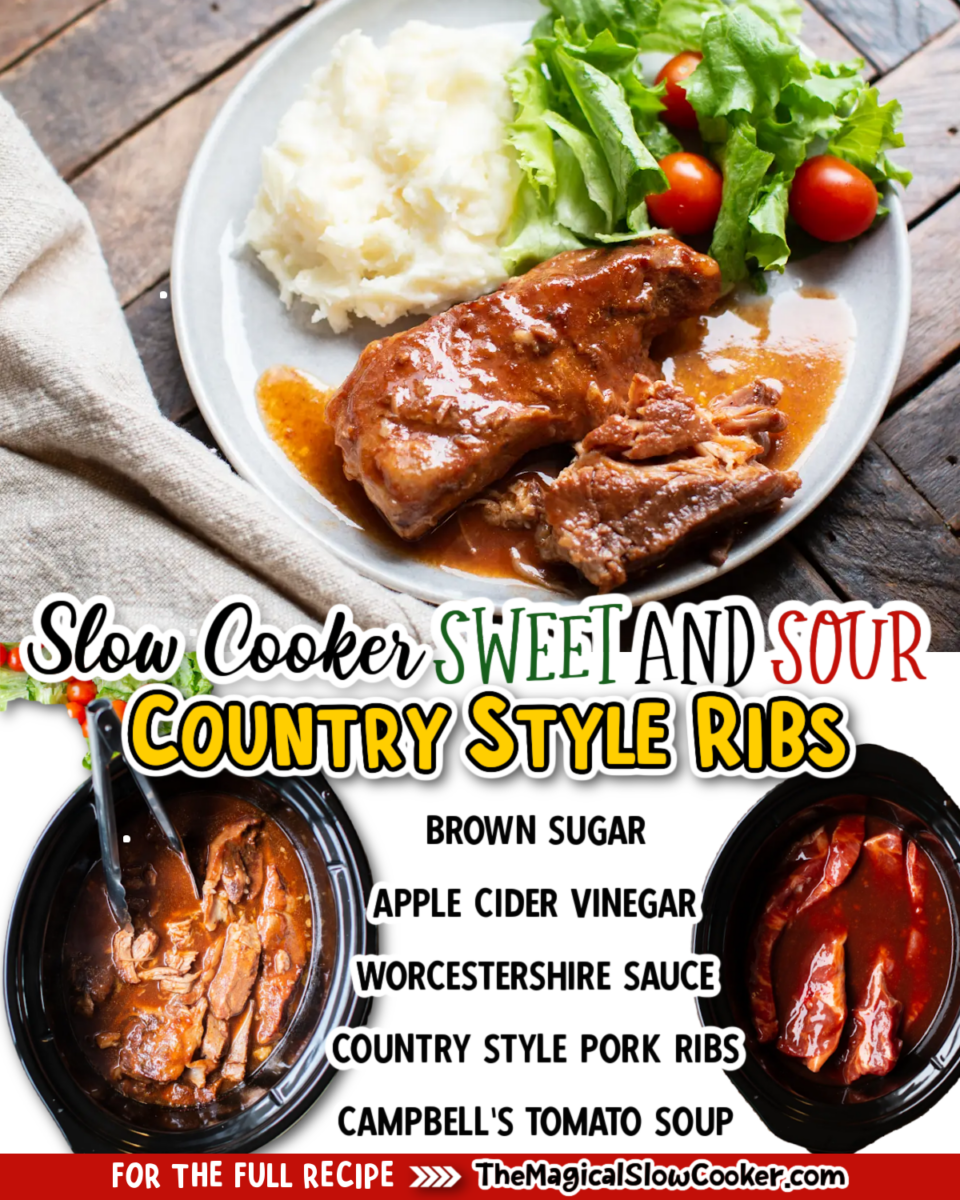 Sweet and Sour Country style ribs images with text of what the ingredients are.