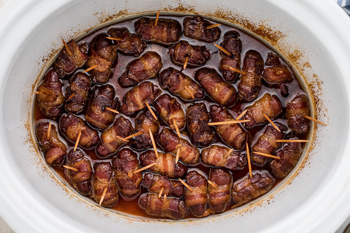 Slow Cooker Bacon Wrapped Little Smokies-image