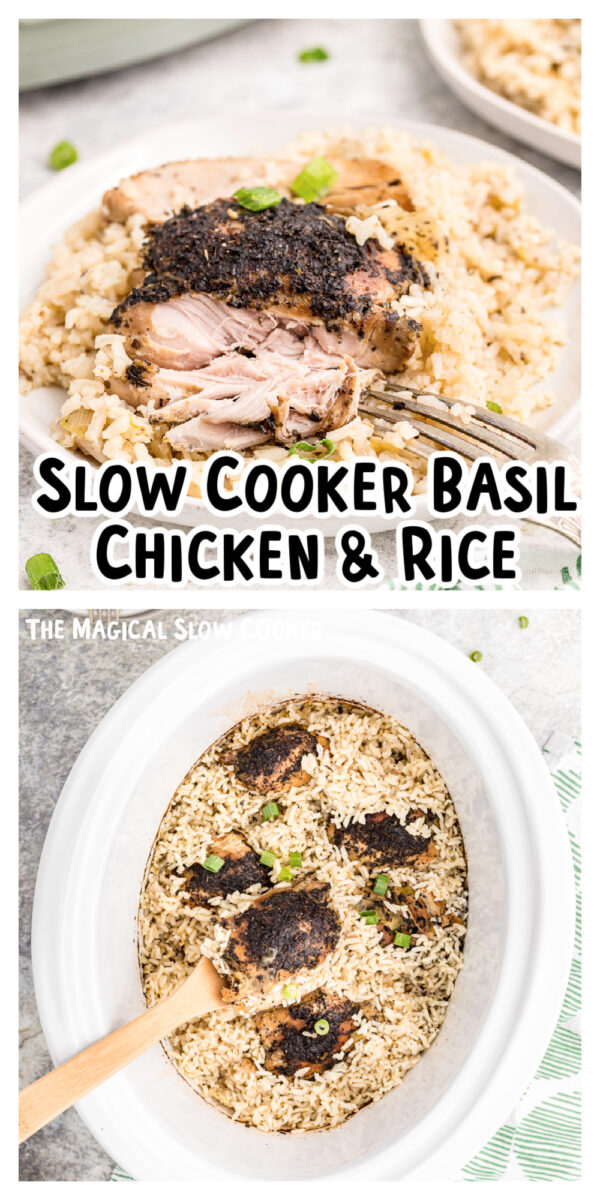 2 images of chicken and rice for pinterest.