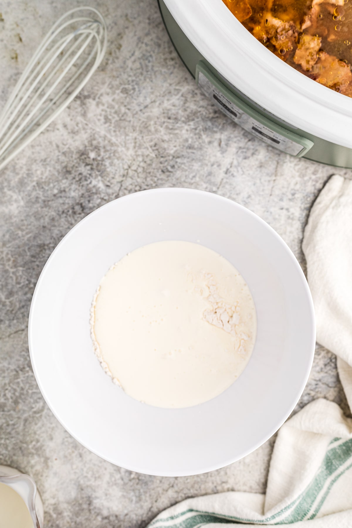 heavy cream/flour mixture in a bowl.