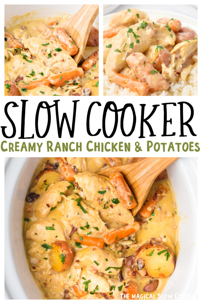 Creamy ranch chicken and potatoes collage.