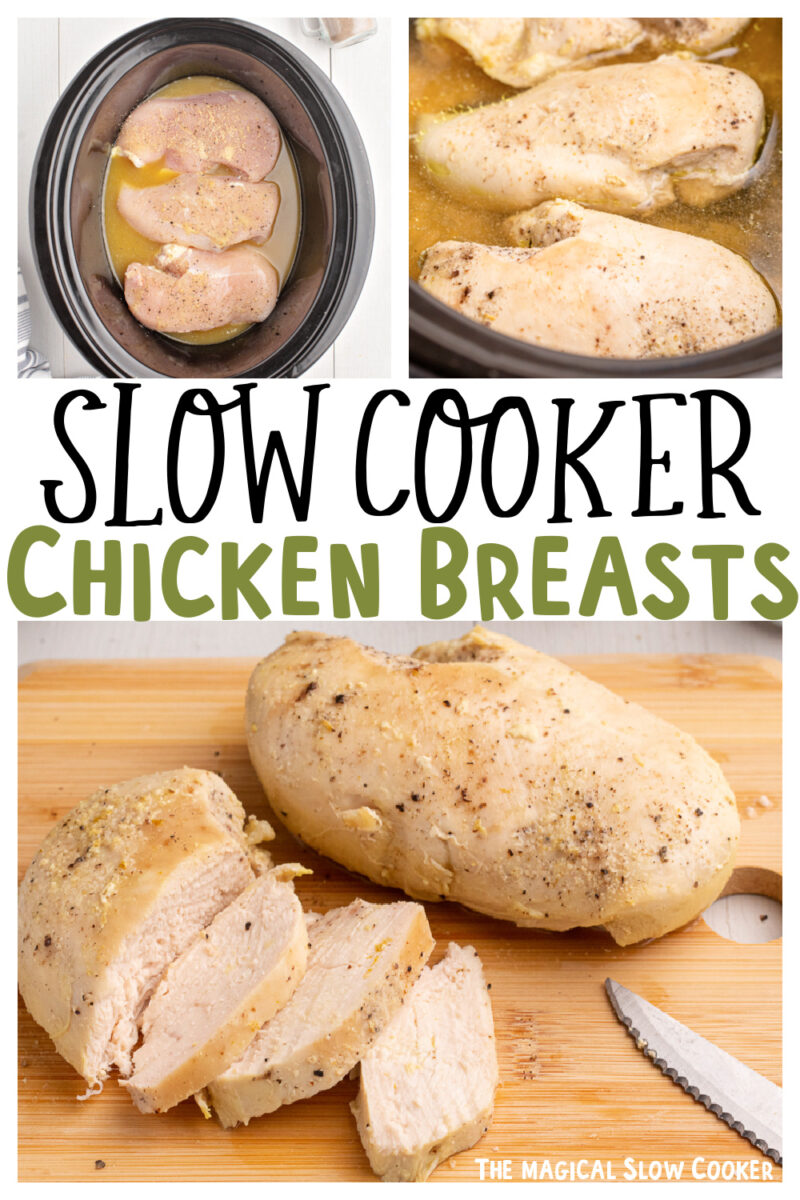 collage of chicken breast images with text overlay for pinterest.