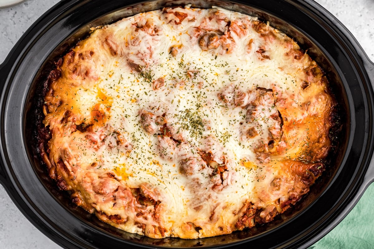 lasagna in crockpot.