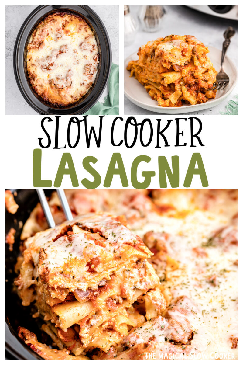 collage of lasagna images with text for pinterest.