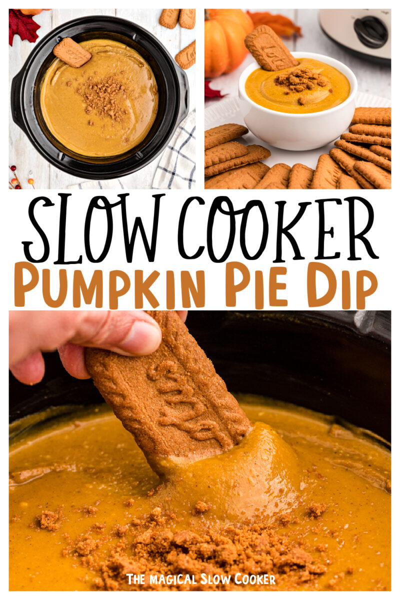 collage of pumpkin dip with text overlay for pinterest.