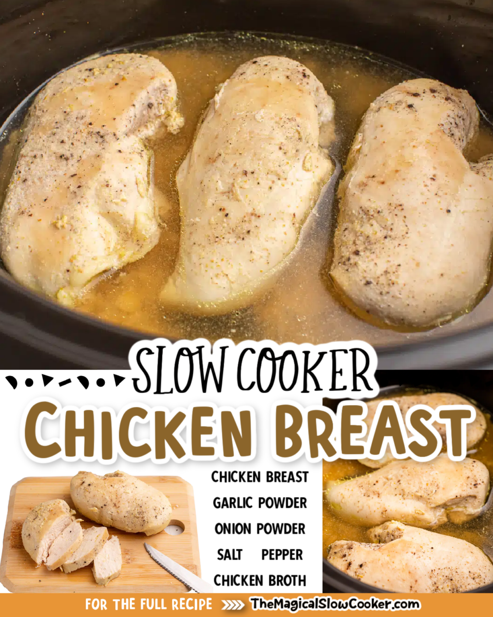Chicken breast images with text overlay for facebook and pinterest.