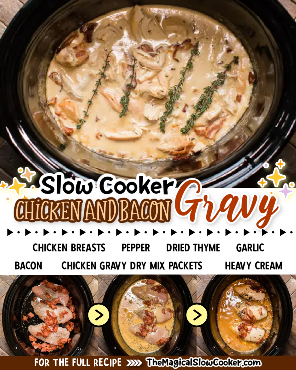 chicken and gravy images with text overlay for facebook and pinterest.
