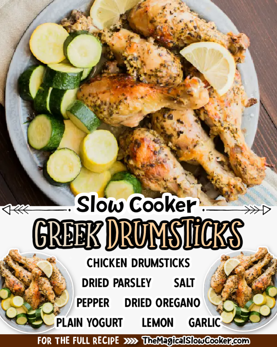 Greek drumsticks images with text overlay for facebook and pinterest.