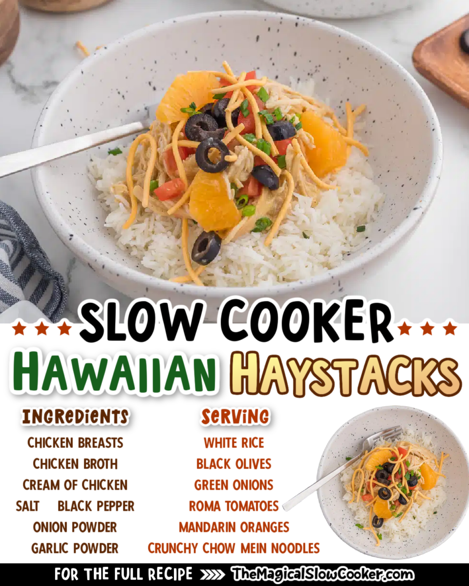 hawaiian haystack images with text overlay for facebook and pinterest.