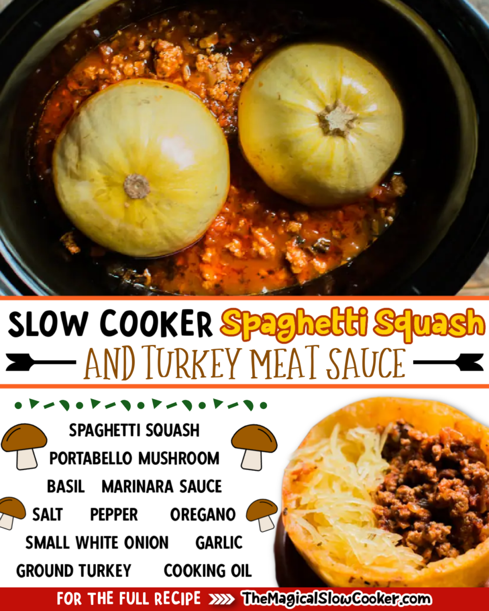 Spaghetti squash images with text overlay for facebook and pinterest.