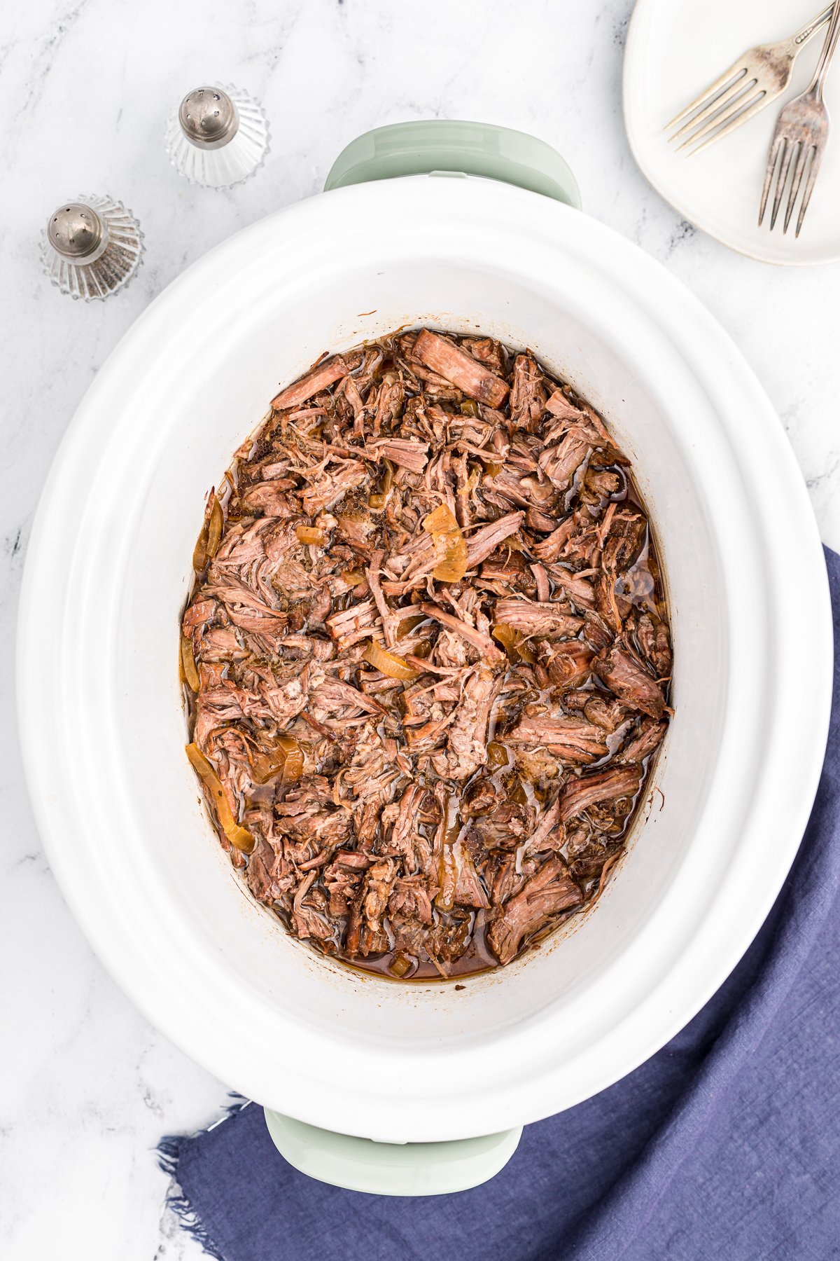 Amish pot roast in slow cooker.