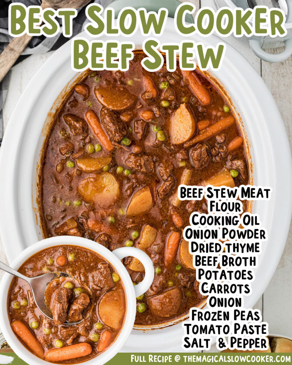 collage of beef stew images for facebook with text.