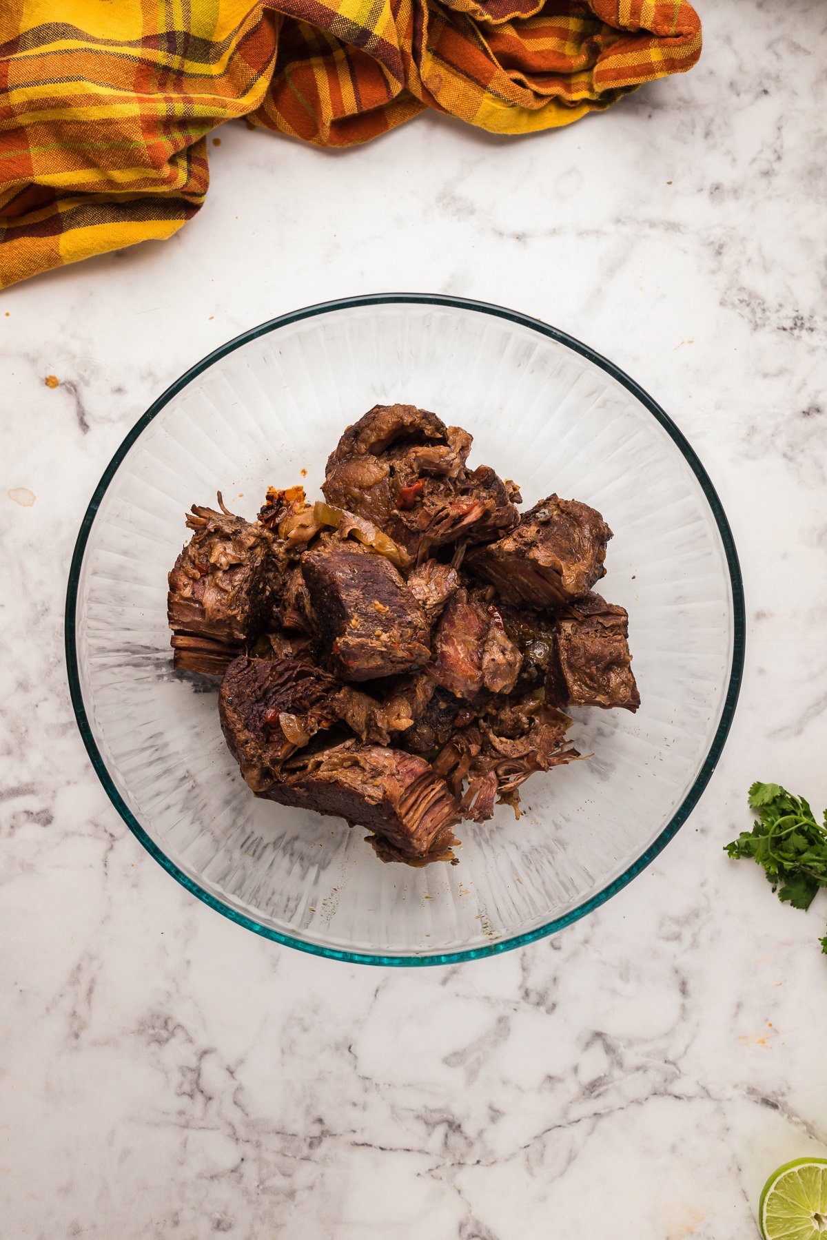 Birria meat in a bowl