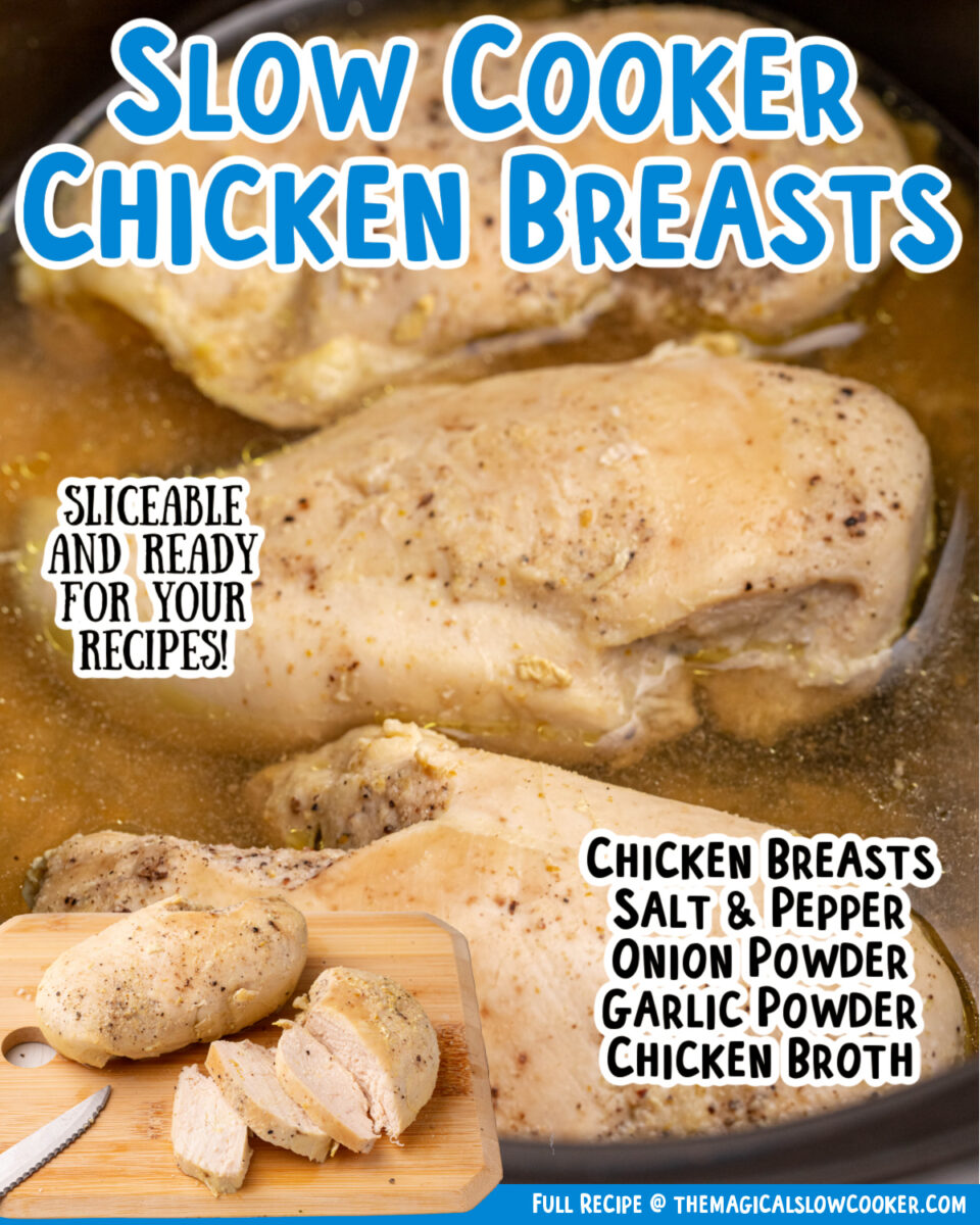 2 images of chicken breasts with text for facebook.