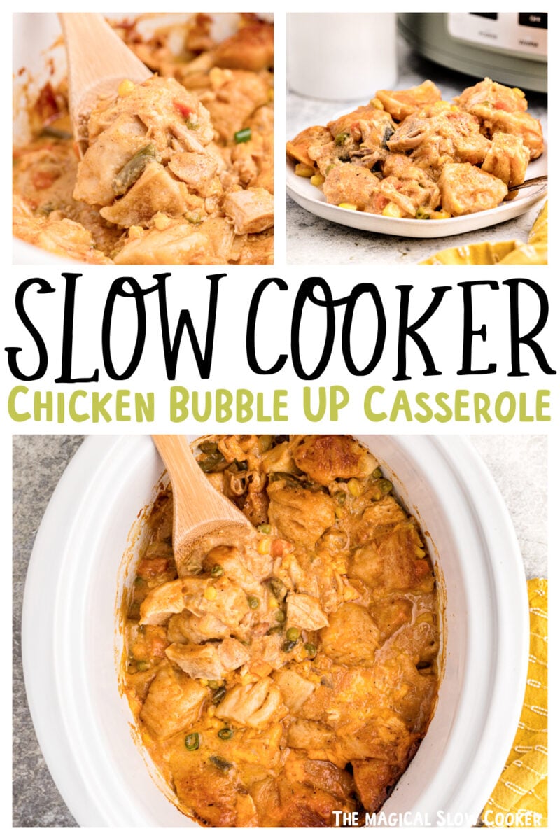 Collage of chicken casserole with text for pinterest.