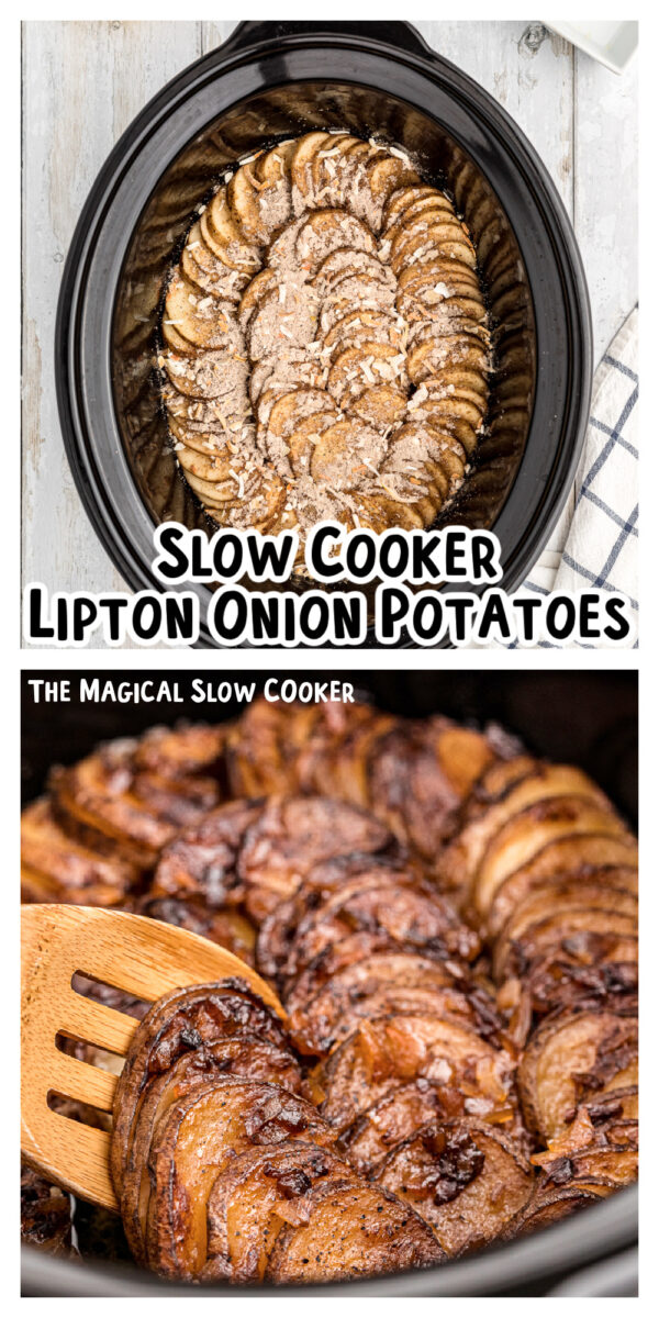Images of before and after cooking lipton onion potatoes.