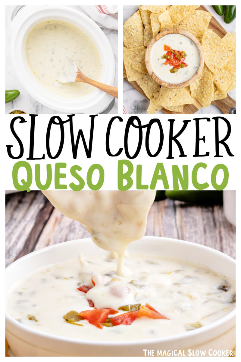 Images of queso blanco with text overlay for pinterest.