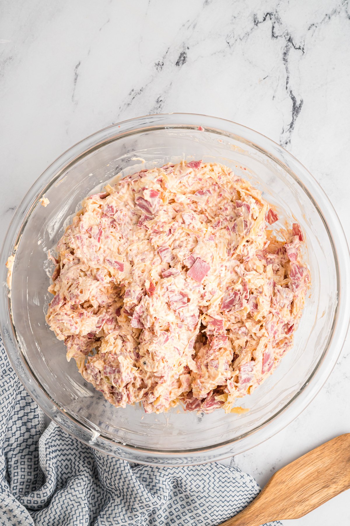 Ingredients for reuben dip in a bowl