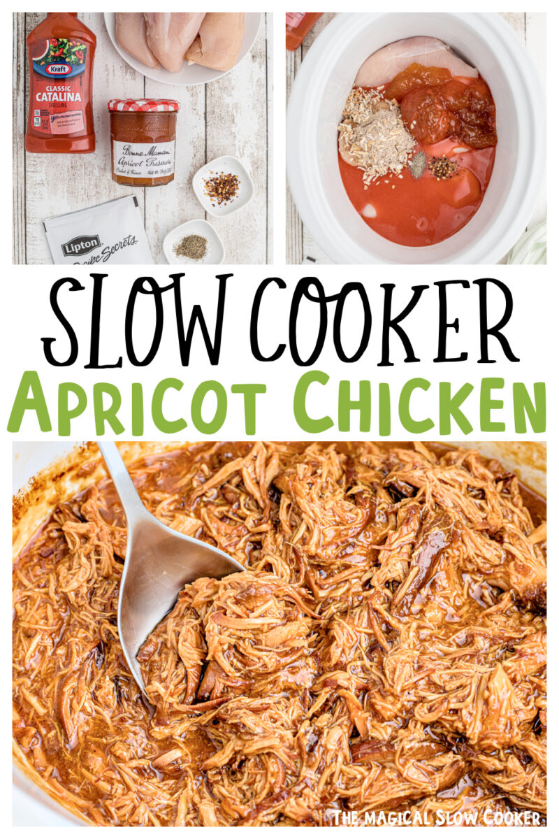 3 images of apricot chicken with text for pinterest.