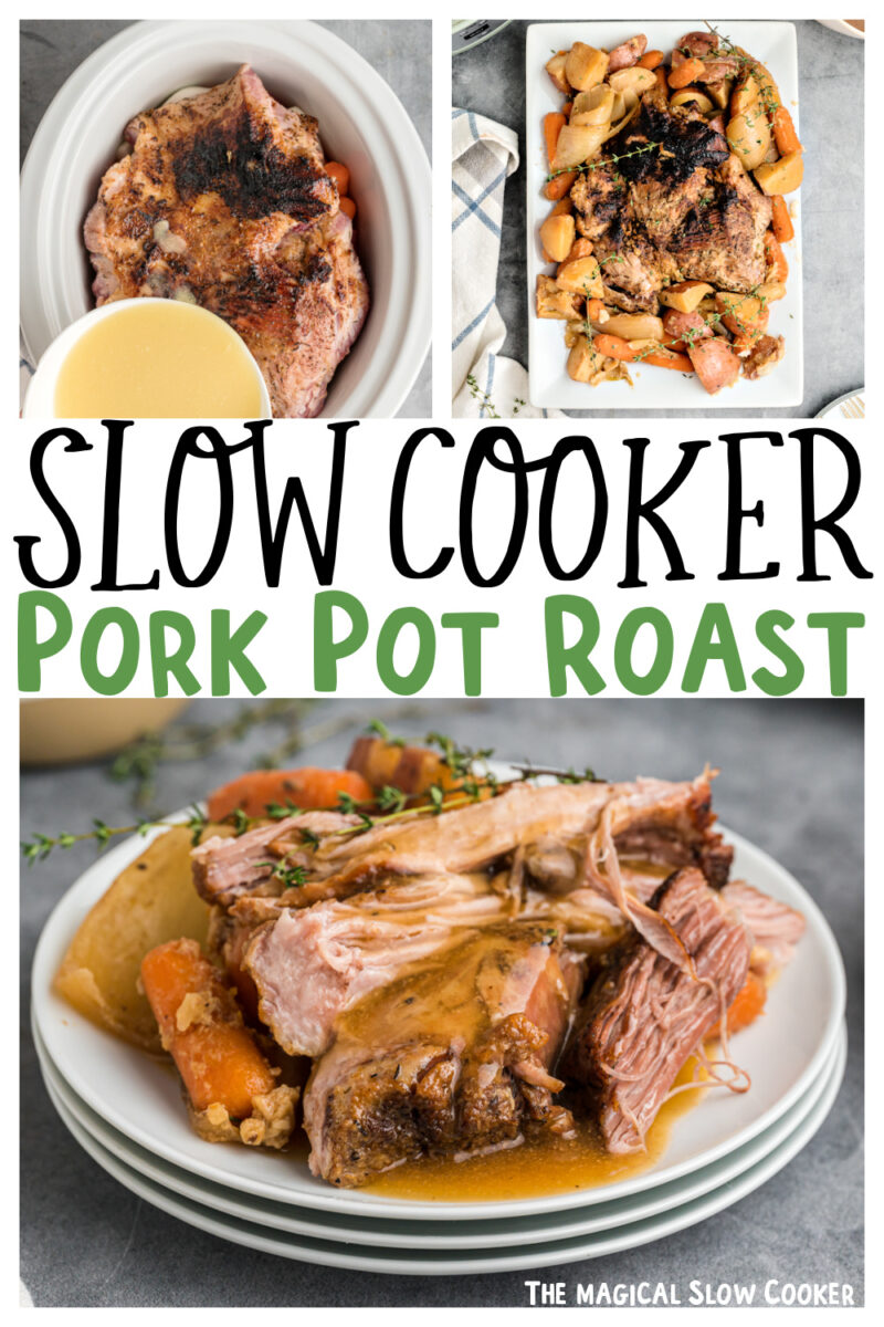 collage of pork roast images with text for pinterest.