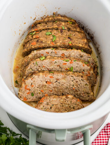 Turkey meatloaf in a slow cooker.