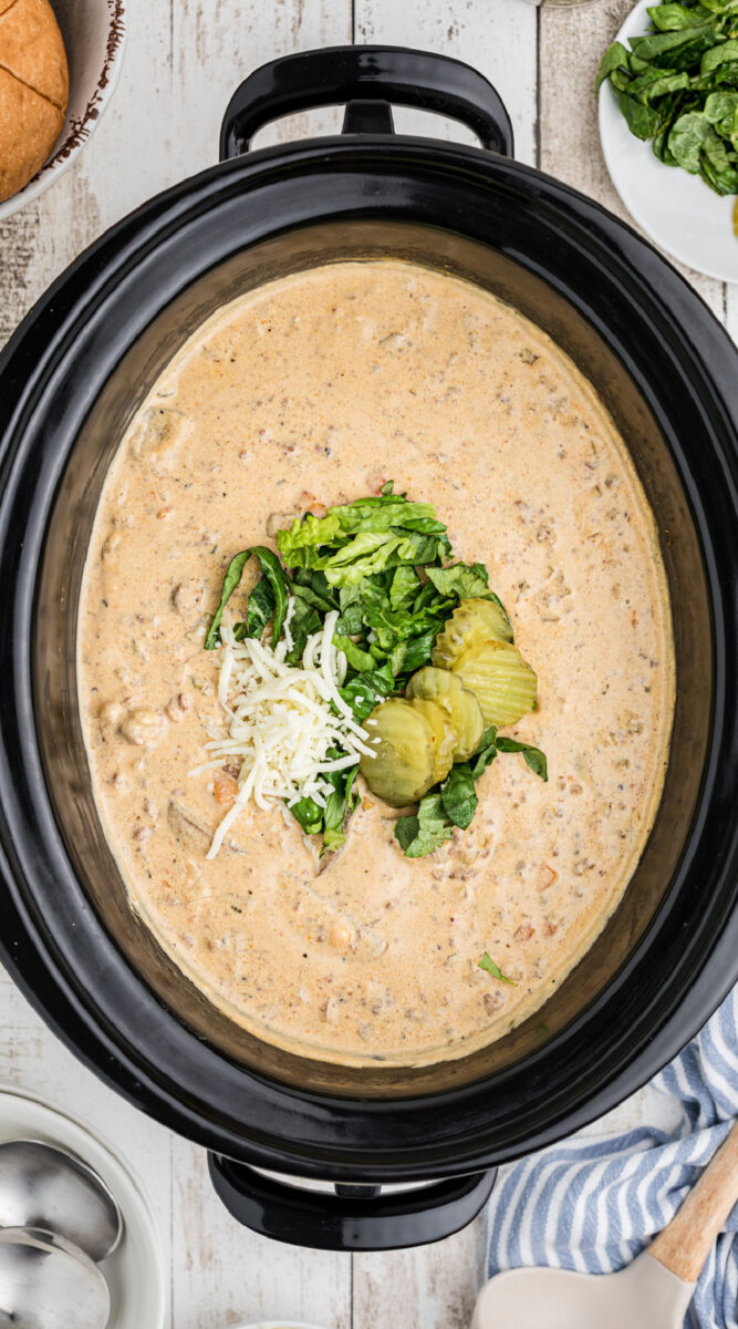 long image of cheeseburger soup for pinterst.