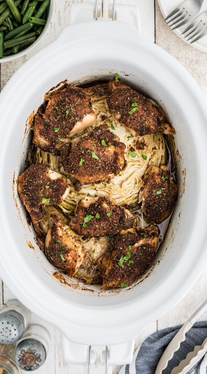 Long image of chicken and cabbage for pinterest.