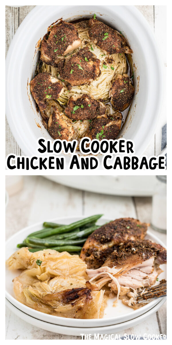 2 images of cabbage and chicken for pinterest.