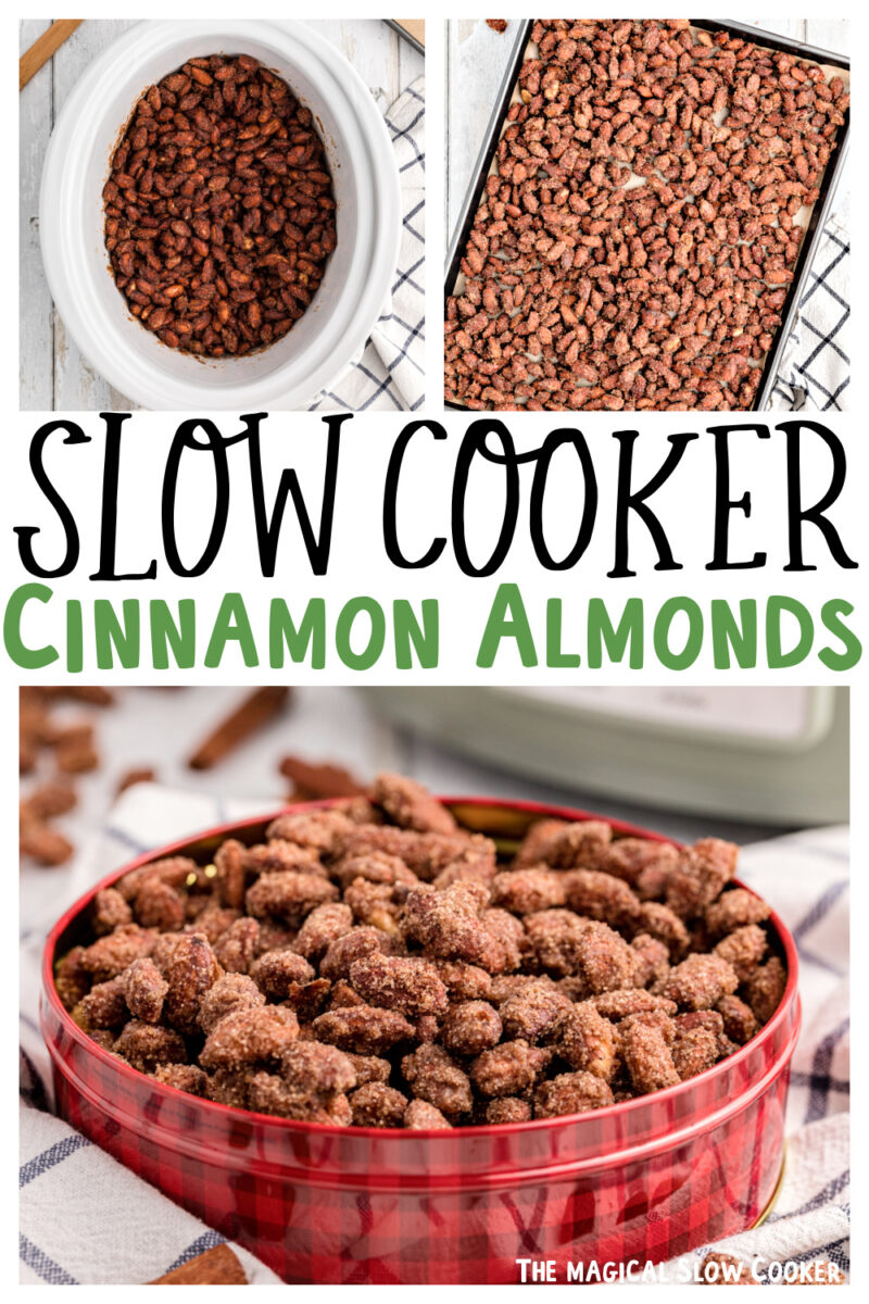 collage of cinnamon almond images with text overlay for pinterest.