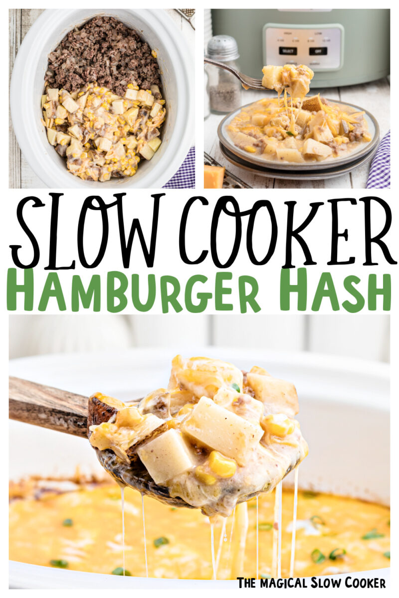 collage of hamburger hash images with text overlay for pinterest.