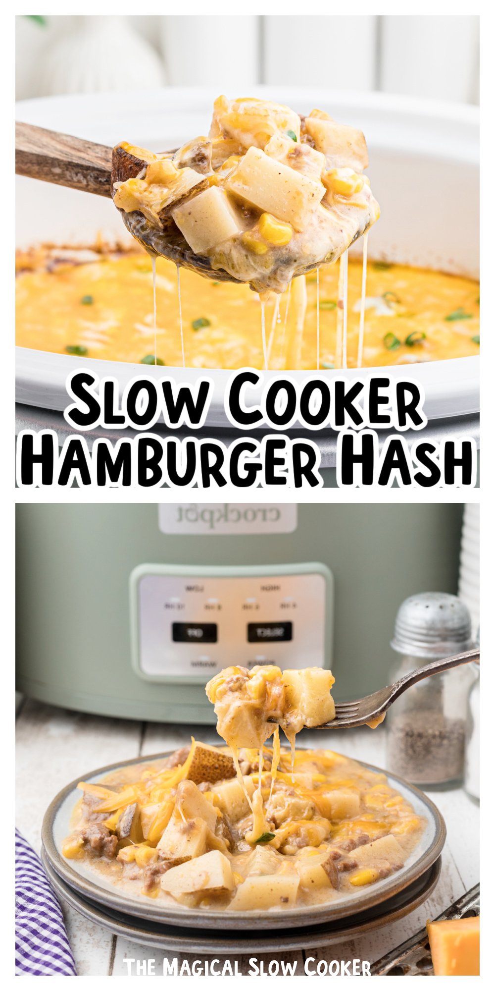 2 images of hamburger hash for pinterest.