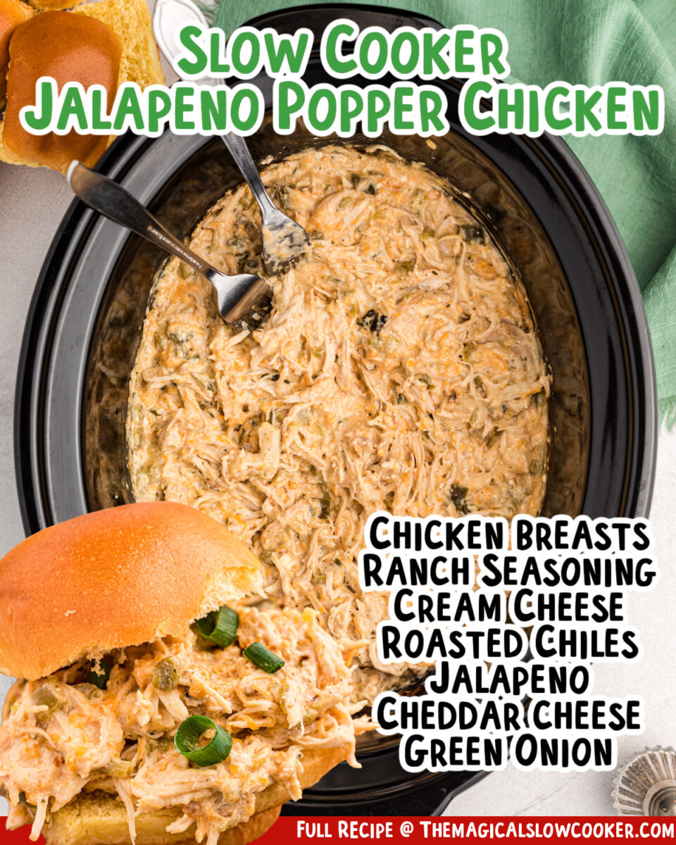 images of jalapeno chicken sliders with text of ingredients for facebook.