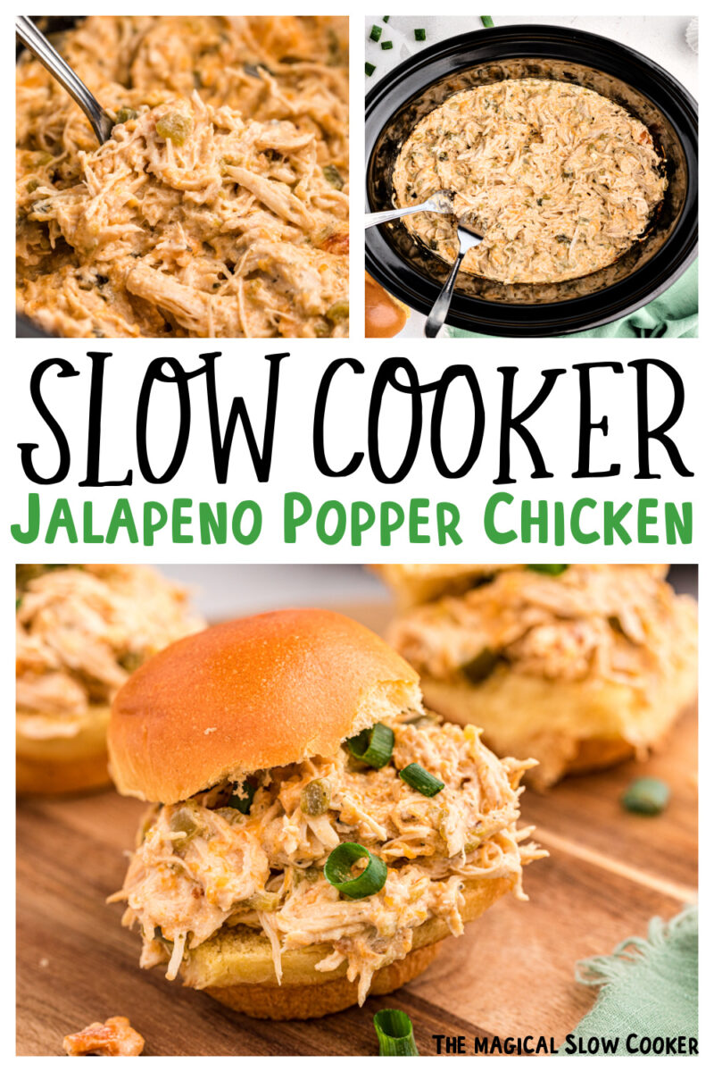 Images of jalapeno popper chicken with text for pinterest.