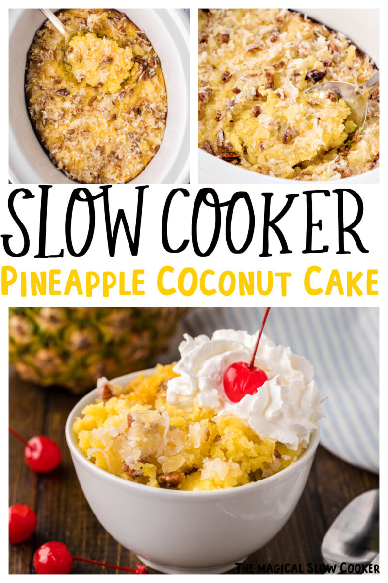 pineapple spoon cake collage with text for pinterest.