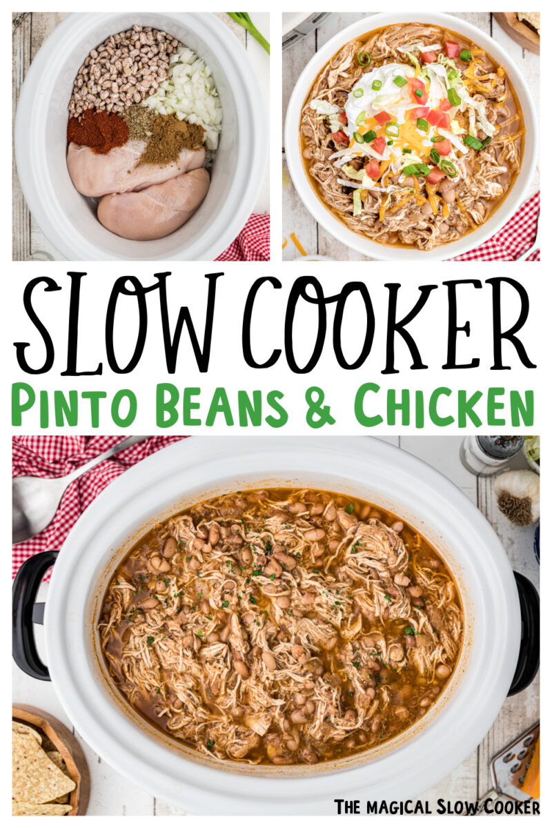 Images of pinto beans and chicken with text for facebook.