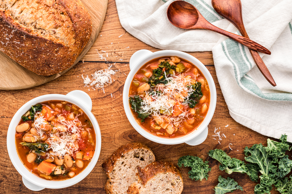 2 bowls of ribollita soup.