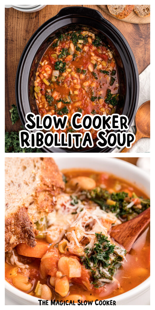 2 images of ribollita for pinterest.