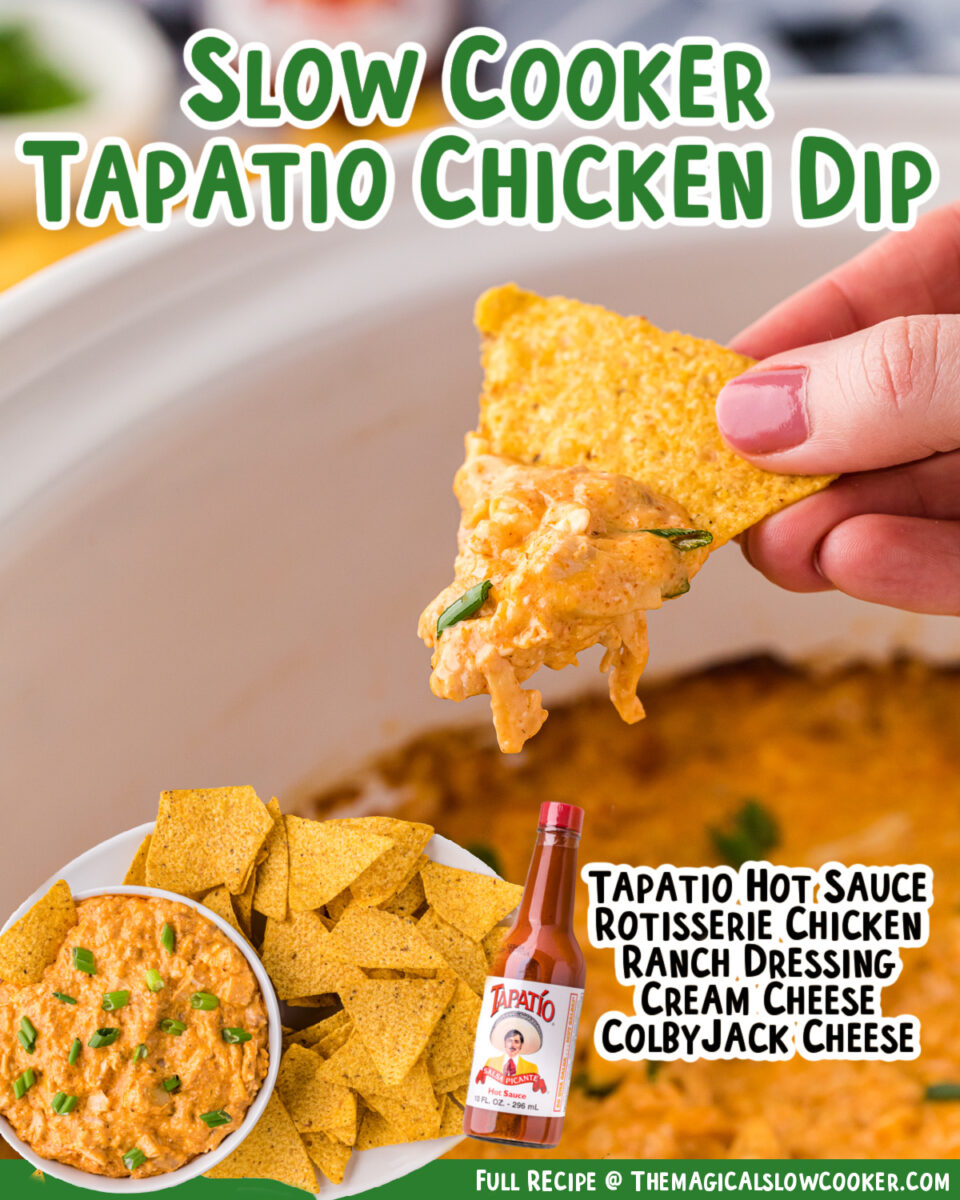 collage of tapatio chicken dip for facebook.